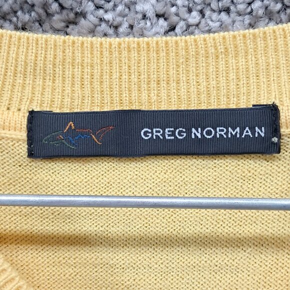 Greg Norman Men's Golf Ultimate 100% Wool Sweater Vest Knit Yellow Large - Picture 8 of 15
